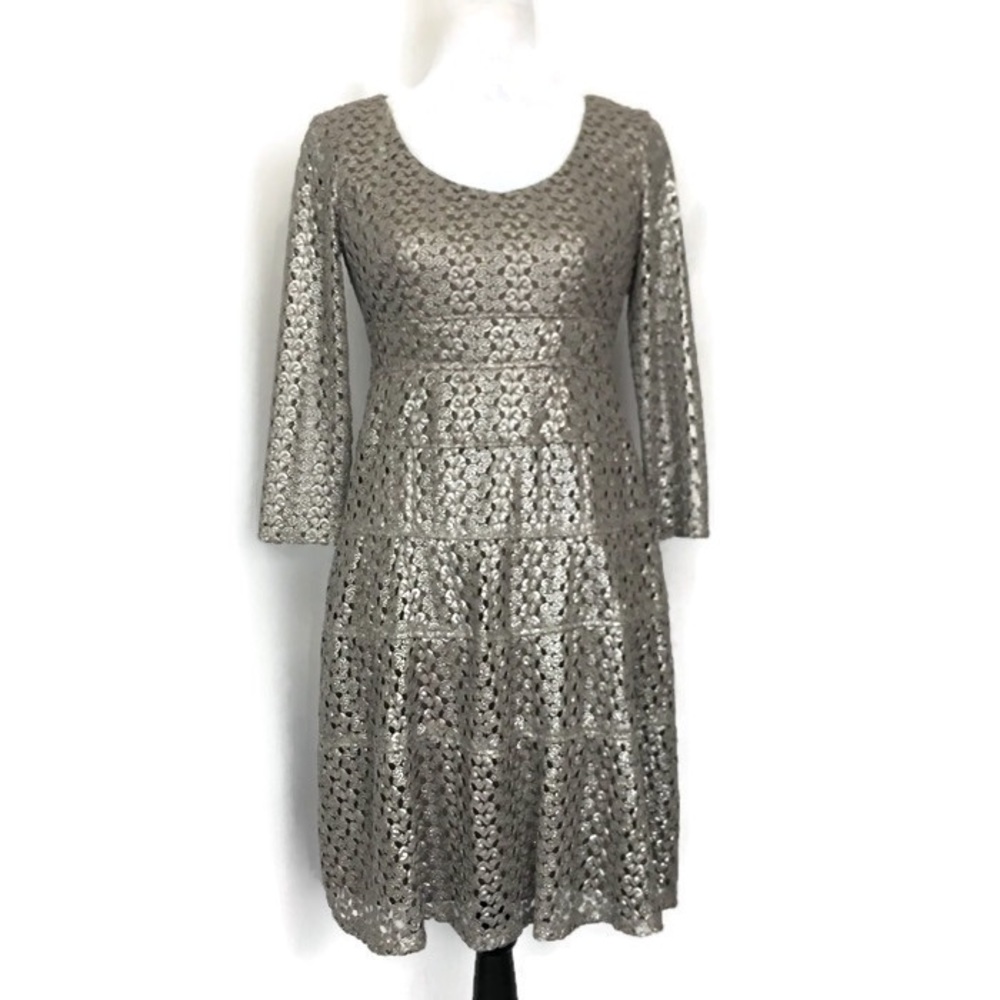 Ann Klein Eyelet Lace Long Sleeve Dress Size 2P